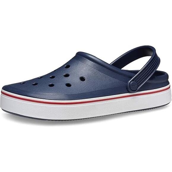 Crocs Navy Blue White Red Off Court Slip On Clog Sandals Size Baby Infant 7 - Picture 1 of 9